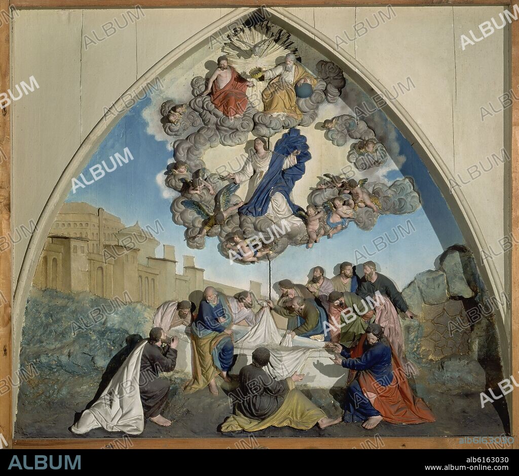 JUAN DE ASTORGA CUBERO (1779-1849) ESCULTOR ROMATI. BOCETO PARA EL TIMPANO DE LA PORTADA DE LA ASUNCION - DORMICION DE LA VIRGEN - RELIEVE - SIGLO XIX.
