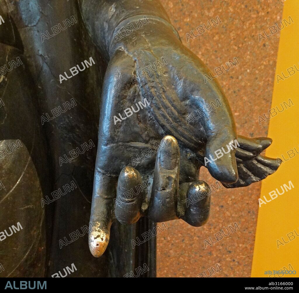 Copper statue of The Sultanganj Buddha from the Gupta Period. From Bihar, north India. Dated 650 AD.