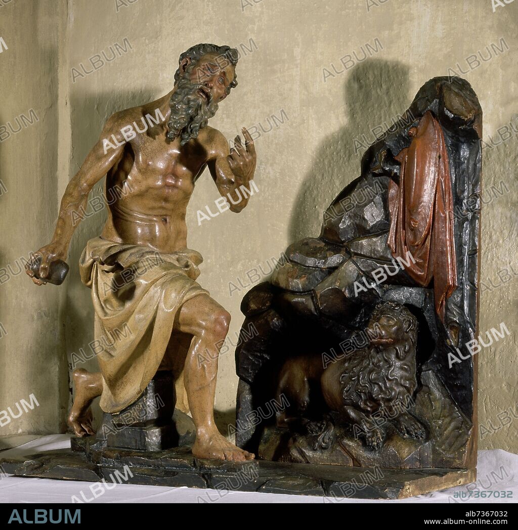 JUAN BAUTISTA VÁZQUEZ EL VIEJO. ESCULTURA-SAN JERONIMO PENITENTE-1585-TALLA DE MADERA.