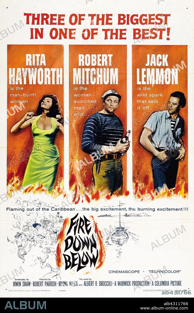 Poster de FUEGO ESCONDIDO, 1957 (FIRE DOWN BELOW), dirigida por ROBERT PARRISH. Copyright COLUMBIA PICTURES.