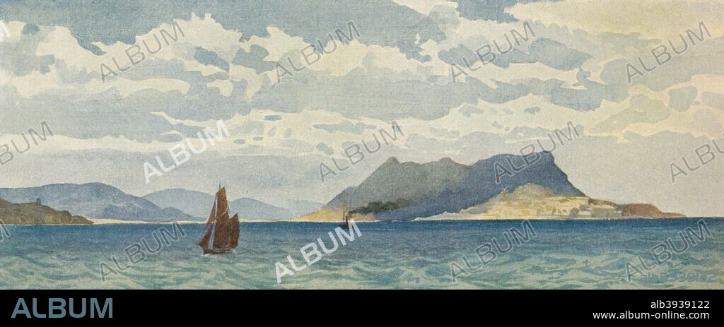 'Gibraltar from the West', c1880 (1905). From The High-Road of Empire, by A. H. Hallam Murray. [John Murray, Ablemarle Street, London, 1905].
