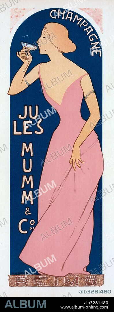 Poster for Champagne Jules Mumm. Maurice Joseph Réalier-Dumas, (1860-1928), French Illustrator, painter, graphic artist.