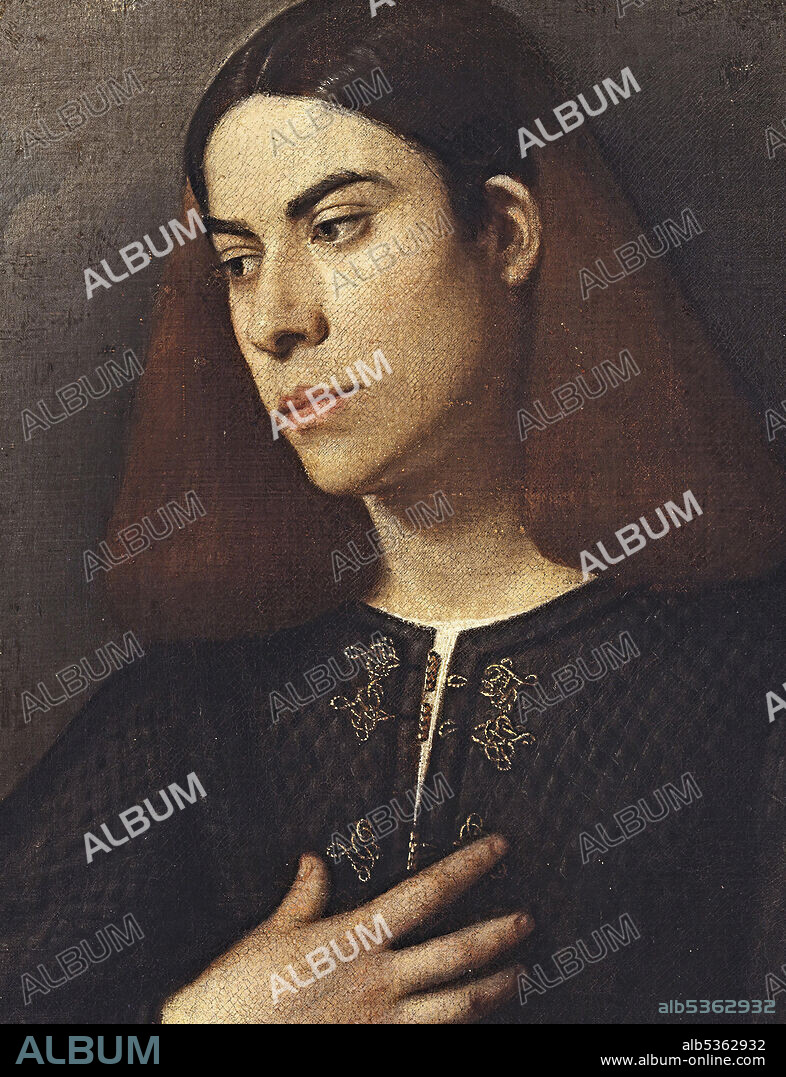 GIORGIO BARBARELLI DA CASTELFRANCO. Portrait of a Young Man (The Broccardo Portrait). Detail. ca. 1508/1510, 72.5 x 54 cm. Oil on canvas.