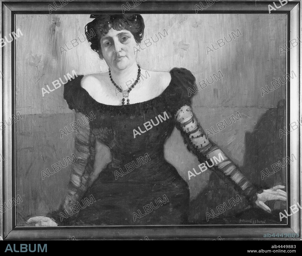 Helmer Osslund, Matilda Jungstedt, Matilda Jungstedt (1864-1923), opera and concert singer, married to 1st opera singer Emil Alexander Linden, 2nd artist Fritz Emanuel Reutersvärd, painting, Oil on canvas, Oil on, canvas, Height, 82 cm (32.2 inches), Width, 105 cm (41.3 inches), Signed.