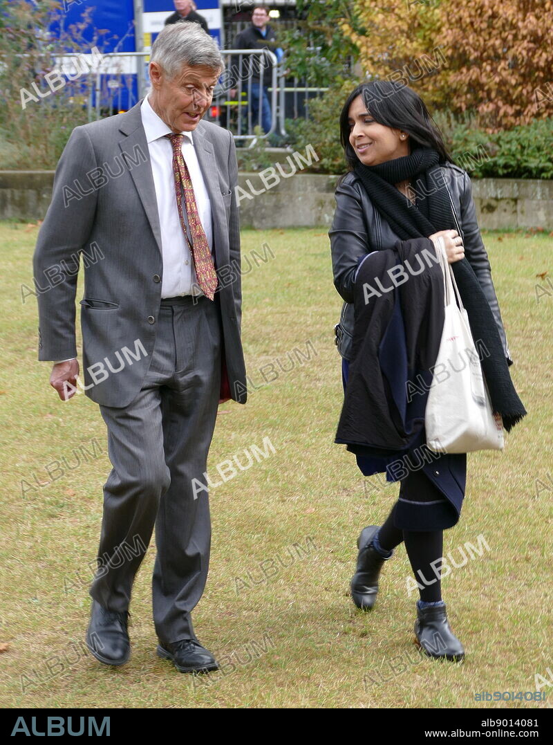 Matthew Parris and Dia Chakravarty arrive for media interviews after parliament returned to sit, after the prorogation was annulled by the Supreme Court. 25th September 2019. Dia Chakravarty (born 1984), Bangladeshi-born British political activist, former political director of the Taxpayers' Alliance, and Brexit Editor of The Daily Telegraph. Matthew Parris (born 1949); British political writer and broadcaster, formerly a Conservative Member of Parliament.
