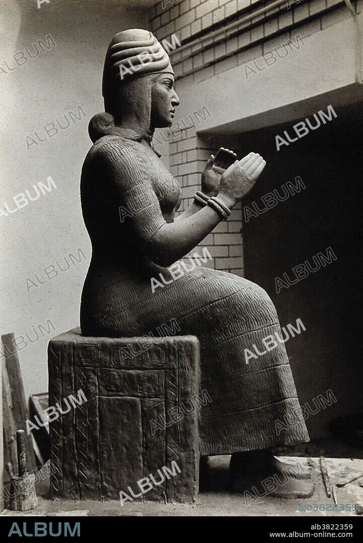 A sculpture of Gula, ancient Mesopotamian deity of healing. Gula is also known as Ninkarrak, Ninisinna, "Lady of Isin," and Nintinugga. Gula's earliest appearance dates to the Third Dynasty of Ur, also known as the Neo-Sumerian Empire or the Ur III Empire (21st to 20th century BC ). She rose in popularity in the second half of the second millennium during the Kassite period, and her cult continued well into the first millennium. Representations of Gula as a seated figure with a dog (her attribute animal) reclining at her feet emerge in the Old Babylonian period.