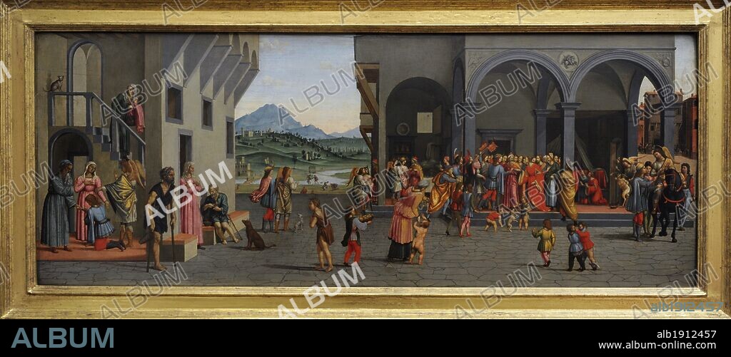 ARTE. MANIERISTA. ITALIA. Francesco Granacci (1469-1543). Pintor italiano del principio del manierismo florentino. "PRESENTACIÓN DE LA VIDA DEL JOVEN TOBIAS". Gemäldegalerie o Pinacoteca de Berlín. Kulturforum. Museos Nacionales de Berlín (Staatiche Museum). Alemania. Europa.