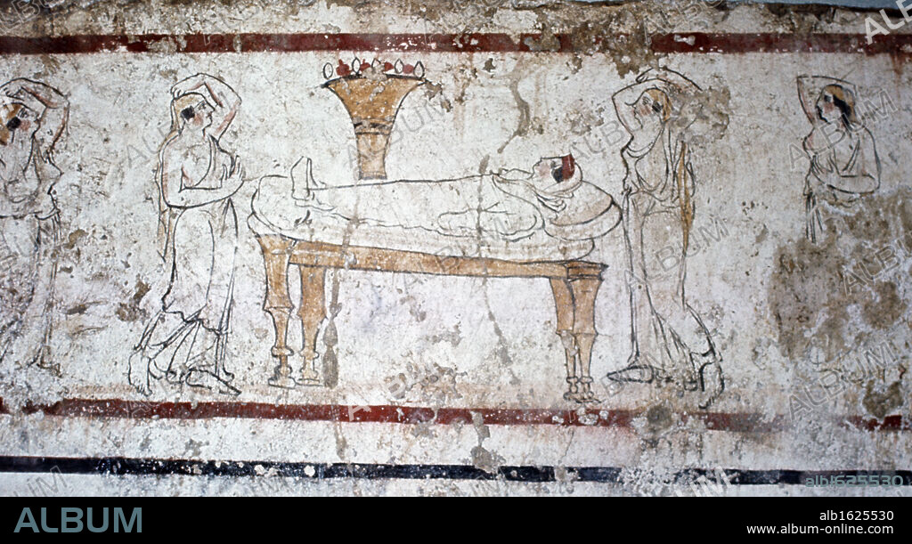 ROMAN ART. Italy, Paestum, Gaudio Tomb fresco, Greek Art.