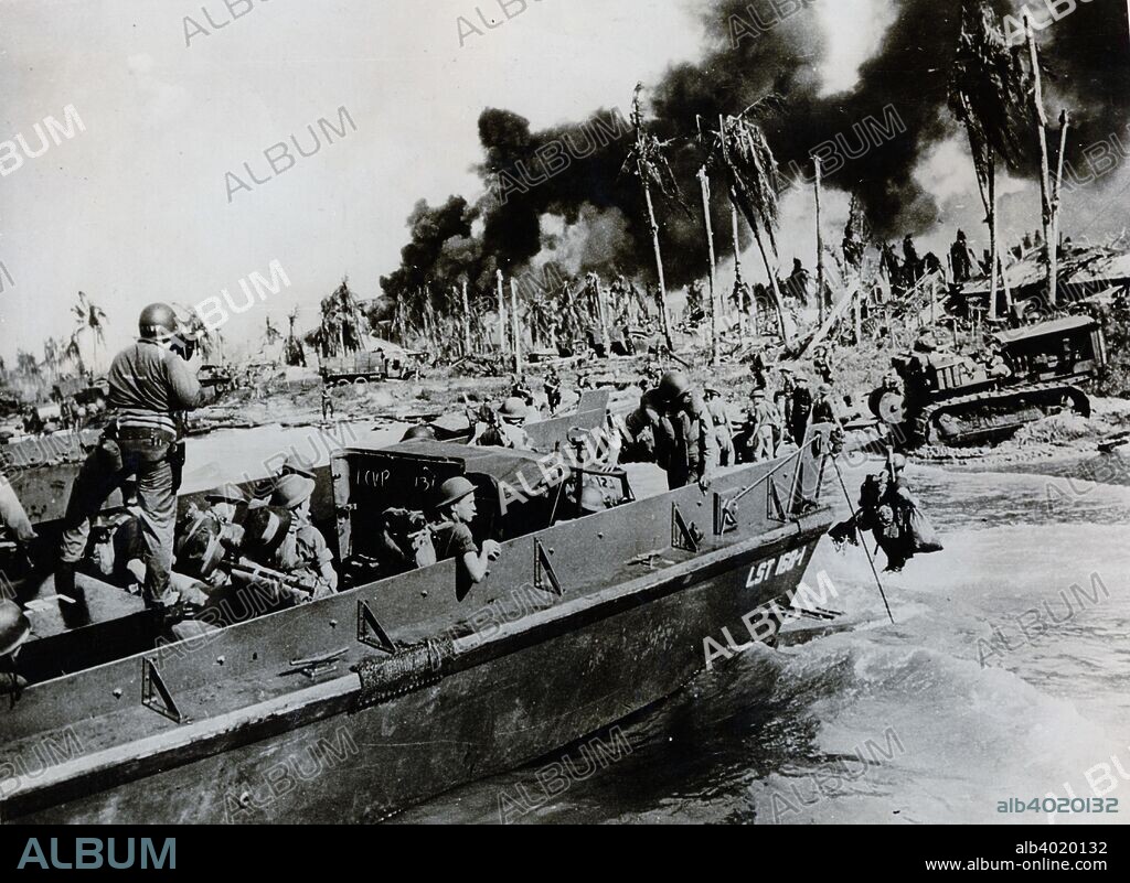 Australian troops landing on Balikpapan, Indonesia, 1945.