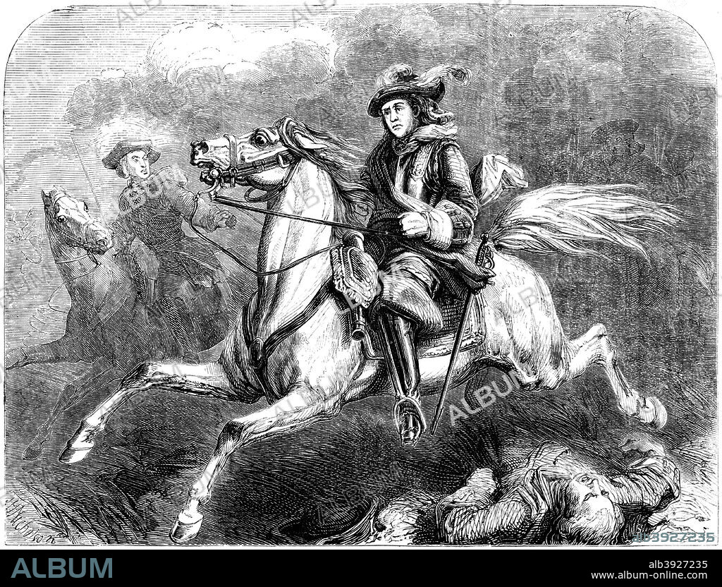 King George II at the battle of Dettingen, 1743. The Battle of Dettingen took place at Dettingen in Bavaria during the War of the Austrian Succession. The British and their Hanoverian and Hessian allies defeated the French. The battle was the last occasion when a British monarch, George II, personally led his troops in battle.