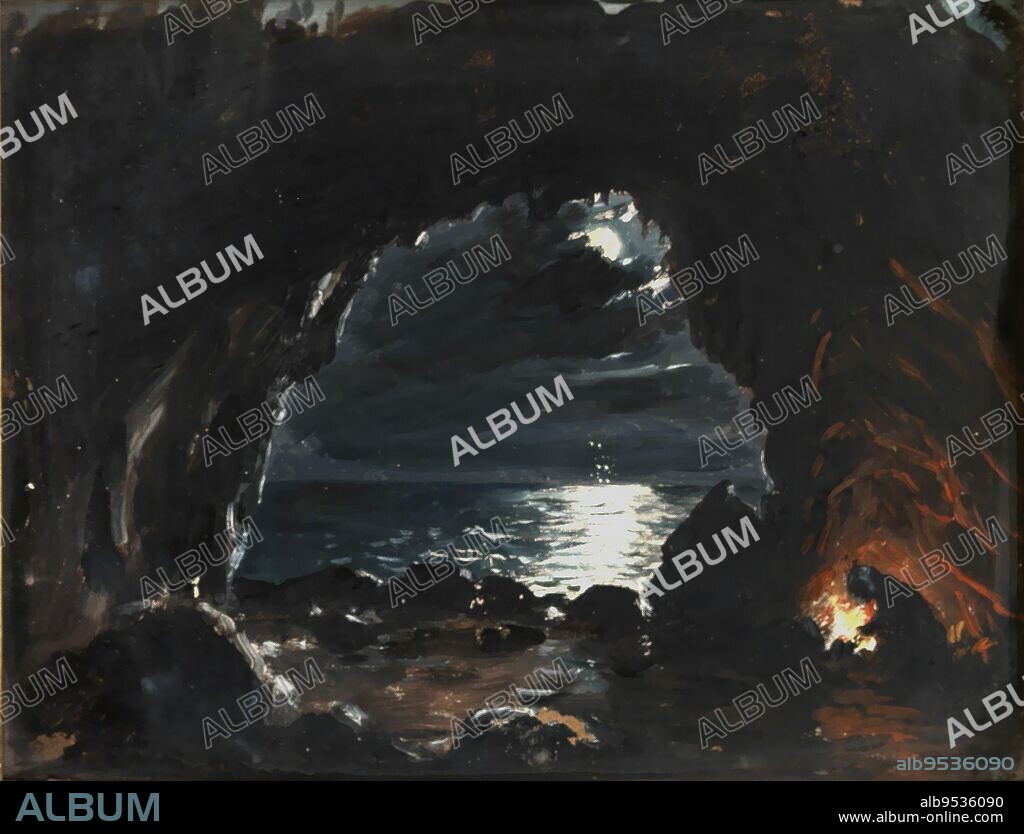JOHN O'BRIEN INMAN. Cave Scene. Date: n.d. oil on wood.