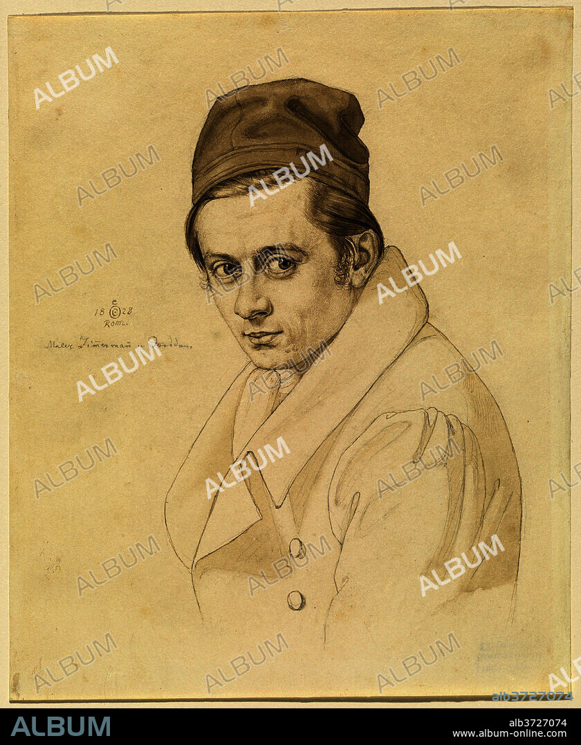 CARL OESTERLEY. Adolf Zimmermann. Dated: 1828. Dimensions: sheet: 28 x 23.1 cm (11 x 9 1/8 in.). Medium: pen and brown ink with brown wash over graphite on wove paper.