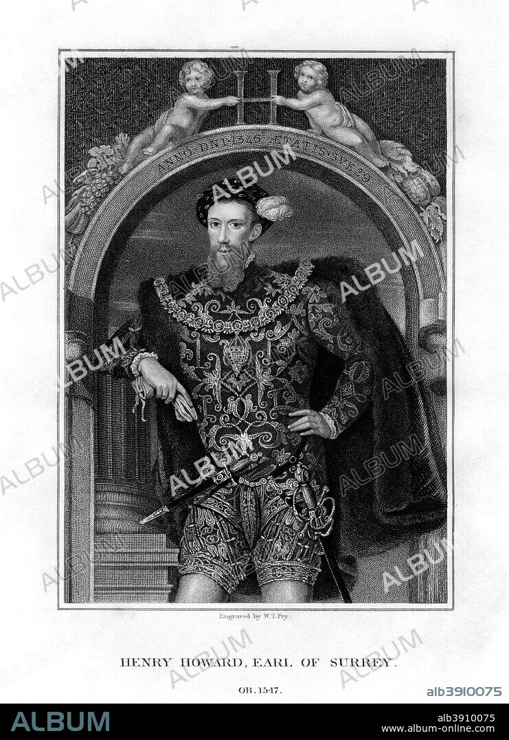 Henry Howard, Earl of Surrey, English aristocrat and poet, (1829). Howard (1517-1547) was executed for treason by King Henry VIII in 1547. He is shown here aged 29, about a year before he died.