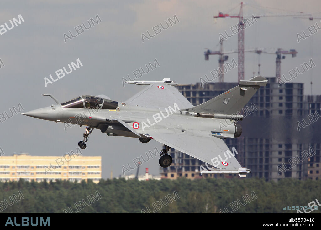 Dassault Rafale jet fighter of the French Air Force at 100th anniversary of the Russian Air Force celebration, Zhukovsky, Russia.