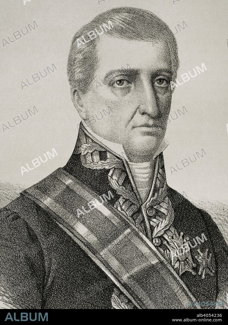 Pascual Enrile Alcedo (1772-1839). Spanish military. Governor-general of the Philippines. Drawing by Llanta. Portrait, detail. Lithography. Cronica General de Espa–a, Historia Ilustrada y Descriptiva de sus Provincias. Andalucia, 1867.