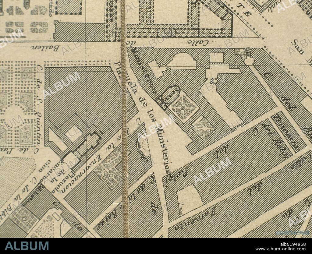 MERLO JUAN / GUTIERREZ FERNANDO / RIBERA JUAN. EMPLAZAMIENTO DEL SENADO EN PLANO DE MADRID - 1846.
