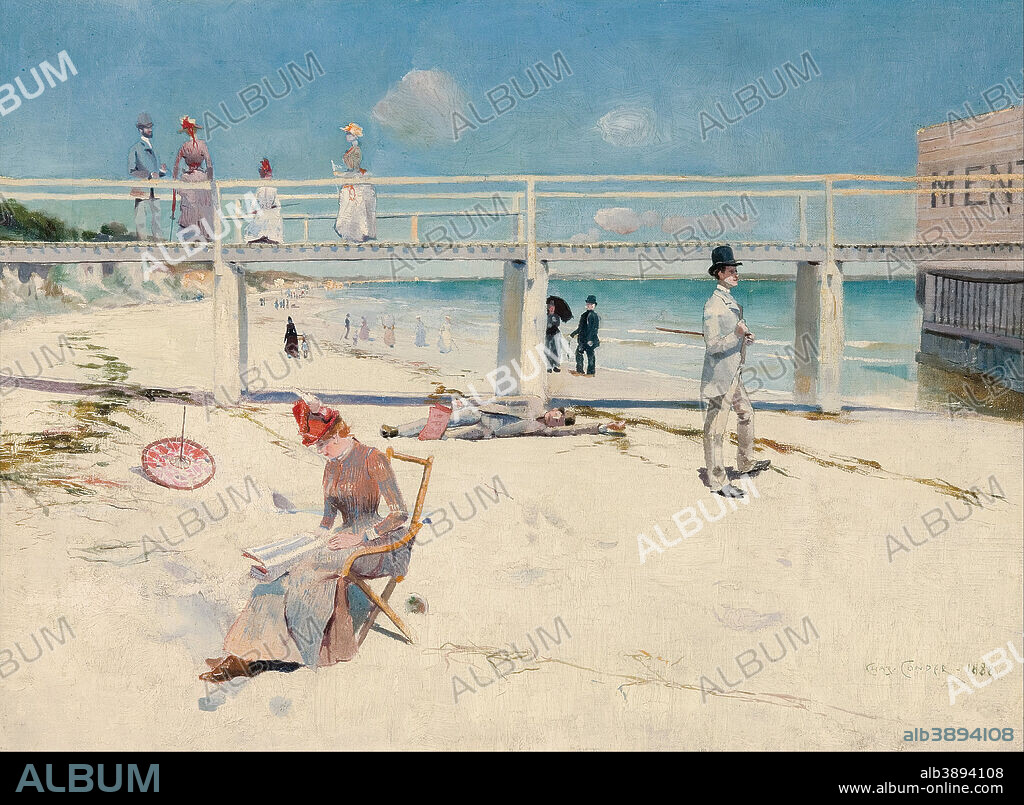 CHARLES CONDER. A holiday at Mentone. Date/Period: 1888. Painting. Oil on canvas. Height: 46.20 mm (1.81 in); Width: 60.80 mm (2.39 in).