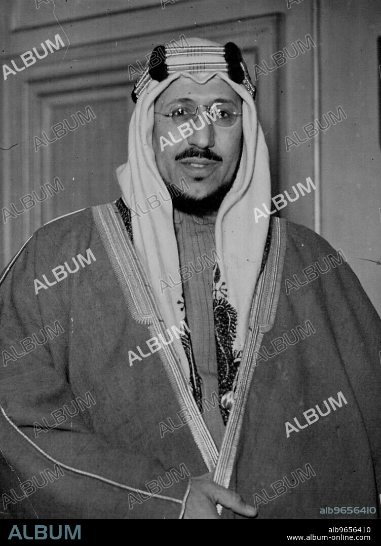 The Handsome Prince -- The Emir Saud crown prince of Saudi Arabia, has arrives in London. 6ft. 4 ins. tall, he is considered to be one of ***** in his country. March 03, 1947.