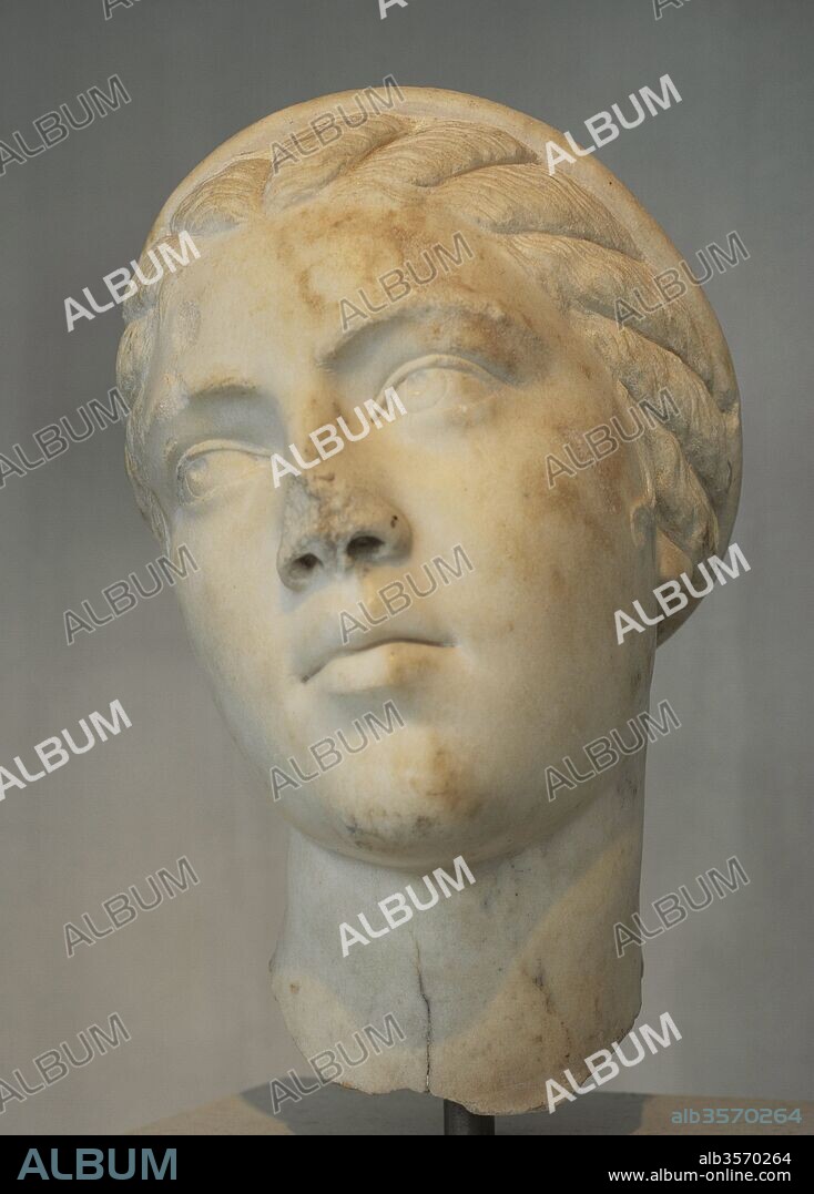 Fulvia Plautila (185/189-212). Princesa romana. Brevemente emperatriz romana y única esposa del emperador Caracalla. Busto. Finales siglo II d. C. principios siglo III d. C. Museo de la Acrópolis (Acropolis Museum). Atenas. Grecia.