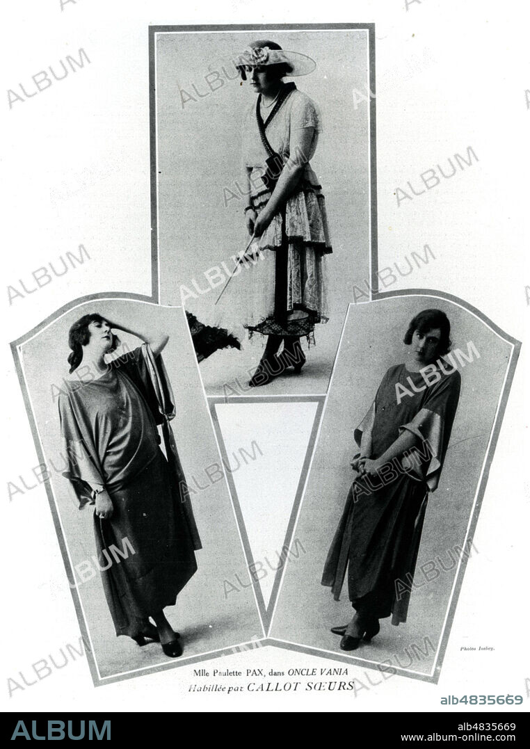 Mlle Paulette PAX (1887-1942) dans 'Oncle Vania' de Tchekov (1860-1904), costumes de Callot Soeurs. Photographies de 1922. annees 20. Credit : Collection KHARBINE-TAPABOR.