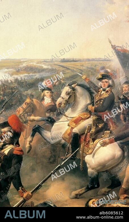 1re guerre de coalition 1792-97 / Bataille de Fleurus, 26 juin 1794. "La bataille de Fleurus" (détail). Peinture, 1837, de Jean-Baptiste Mauzaisse (1784-1844). Versailles, Galerie des Batailles.