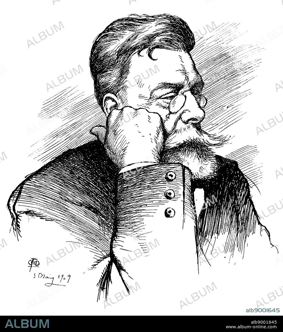 APEL·LES MESTRE. Angel Guimerà Jorge (1845-1924), escritor, dramaturgo y poeta catalán. Grabado de 1809.