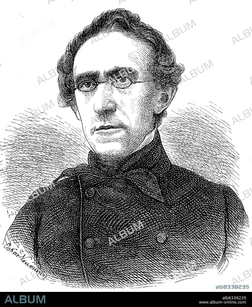 Rudolf Friedrich Johann Heinrich Wagner, 30. Juni 1805 - 13. Mai 1864, war ein deutscher Anatom, Zoologe und Physiologe / Rudolf Friedrich Johann Heinrich Wagner, June 30, 1805 - May 13, 1864, was a German anatomist, zoologist and physiologist, Historisch, historical, digital improved reproduction of an original from the 19th century / digital restaurierte Reproduktion einer Originalvorlage aus dem 19. Jahrhundert, genaues Originaldatum nicht bekannt.