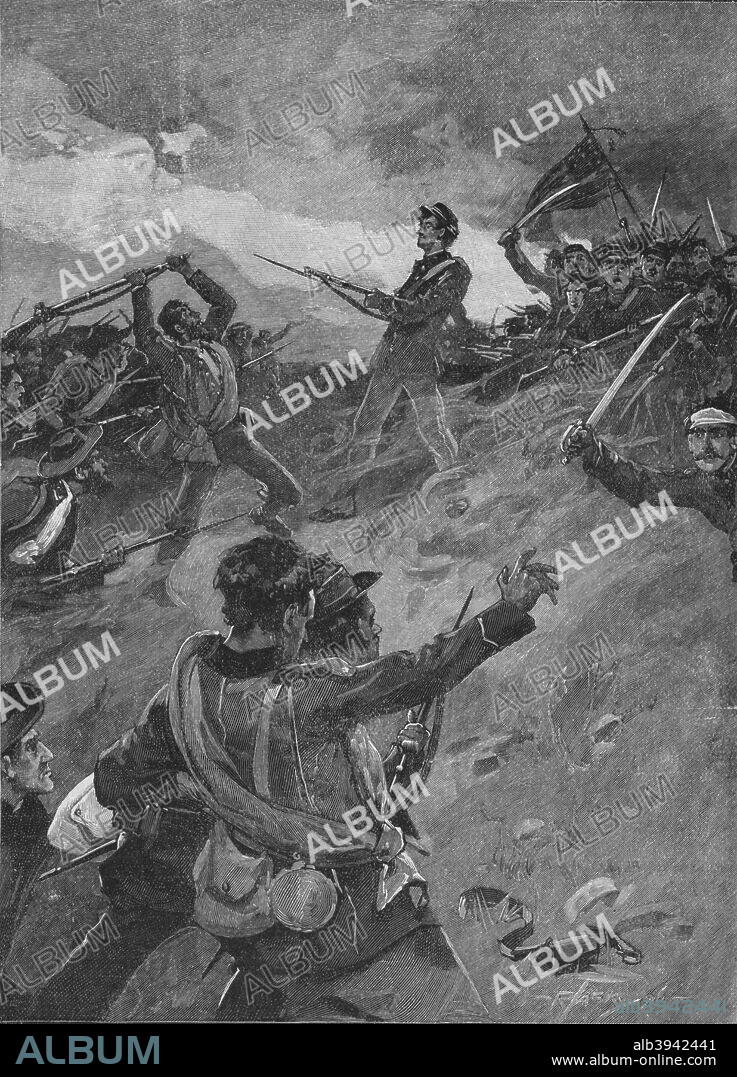 'The Prize Was Hotly Contested Steel To Steel', 1896, (1902). The Battle of Gettysburg, (1-3 July 1863), part of the American Civil War. From Battles of the Nineteenth Century, Vol. II. [Cassell and Company, Limited, London, Paris, New York & Melbourne, 1902].