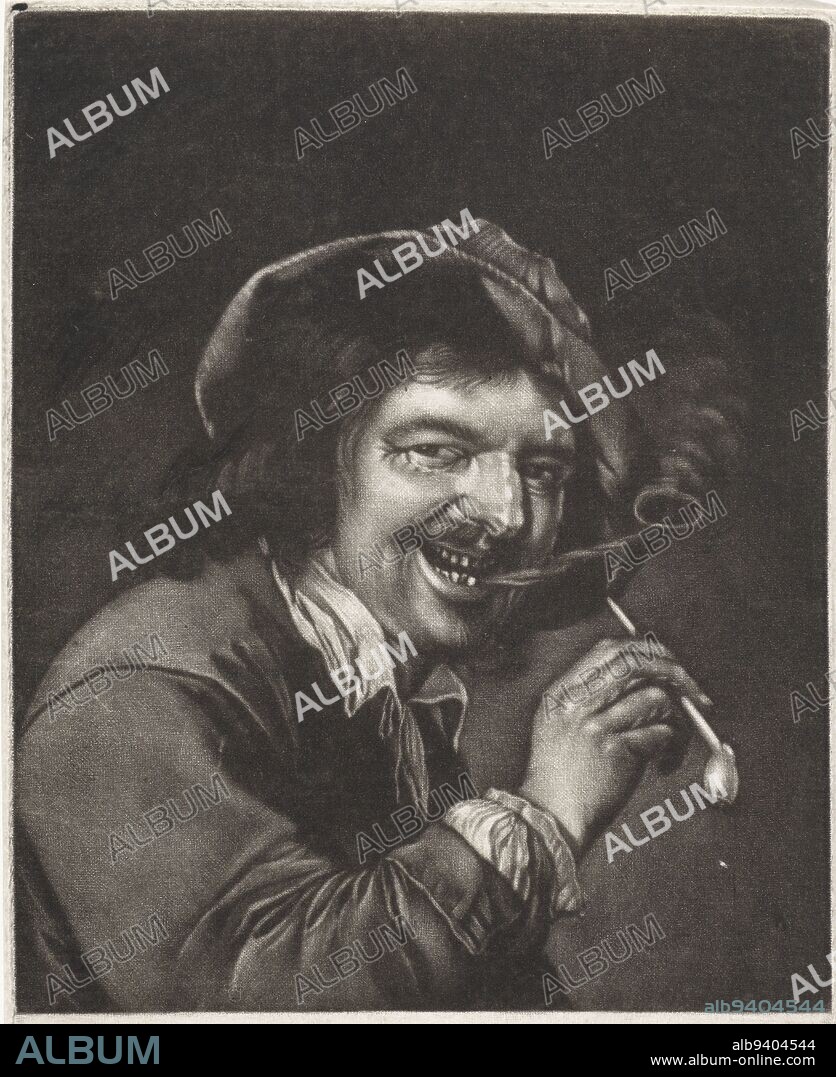The Sense of Smell A man smokes a pipe and blows out a ring of smoke The print is part of a series featuring the five senses, The Smell Olfactus The five senses , print maker: Pieter Schenk (I), after: Petrus Staverenus, publisher: Pieter Schenk (I), 1670 - 1713, paper, h 192 mm × w 133 mm.