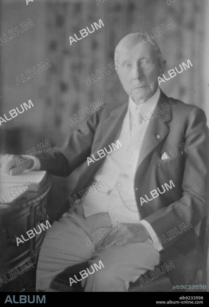 ARNOLD GENTHE. Mr. J.D. Rockefeller, portrait photograph, 1918 Aug. 2. American businessman and philanthropist John Davison Rockefeller Sr.
