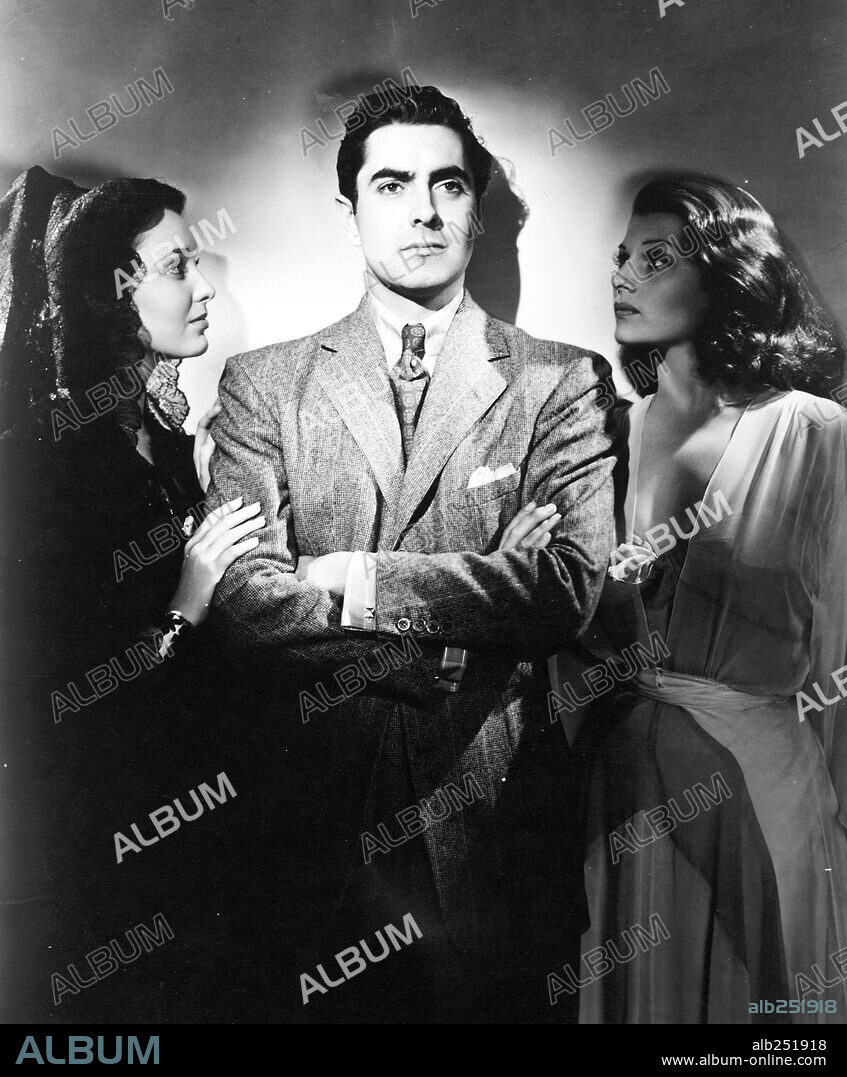 LINDA DARNELL, RITA HAYWORTH and TYRONE POWER in BLOOD AND SAND, 1941, directed by ROUBEN MAMOULIAN. Copyright 20TH CENTURY FOX.