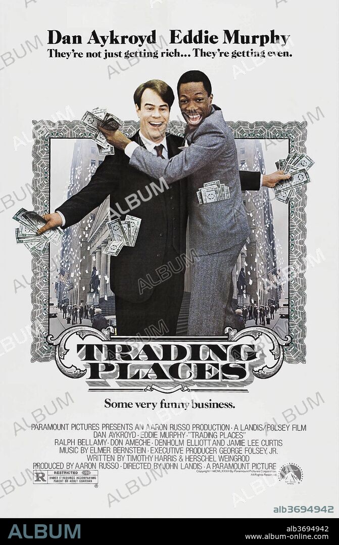 Poster de ENTRE PILLOS ANDA EL JUEGO, 1983 (TRADING PLACES), dirigida por JOHN LANDIS. Copyright PARAMOUNT PICTURES.