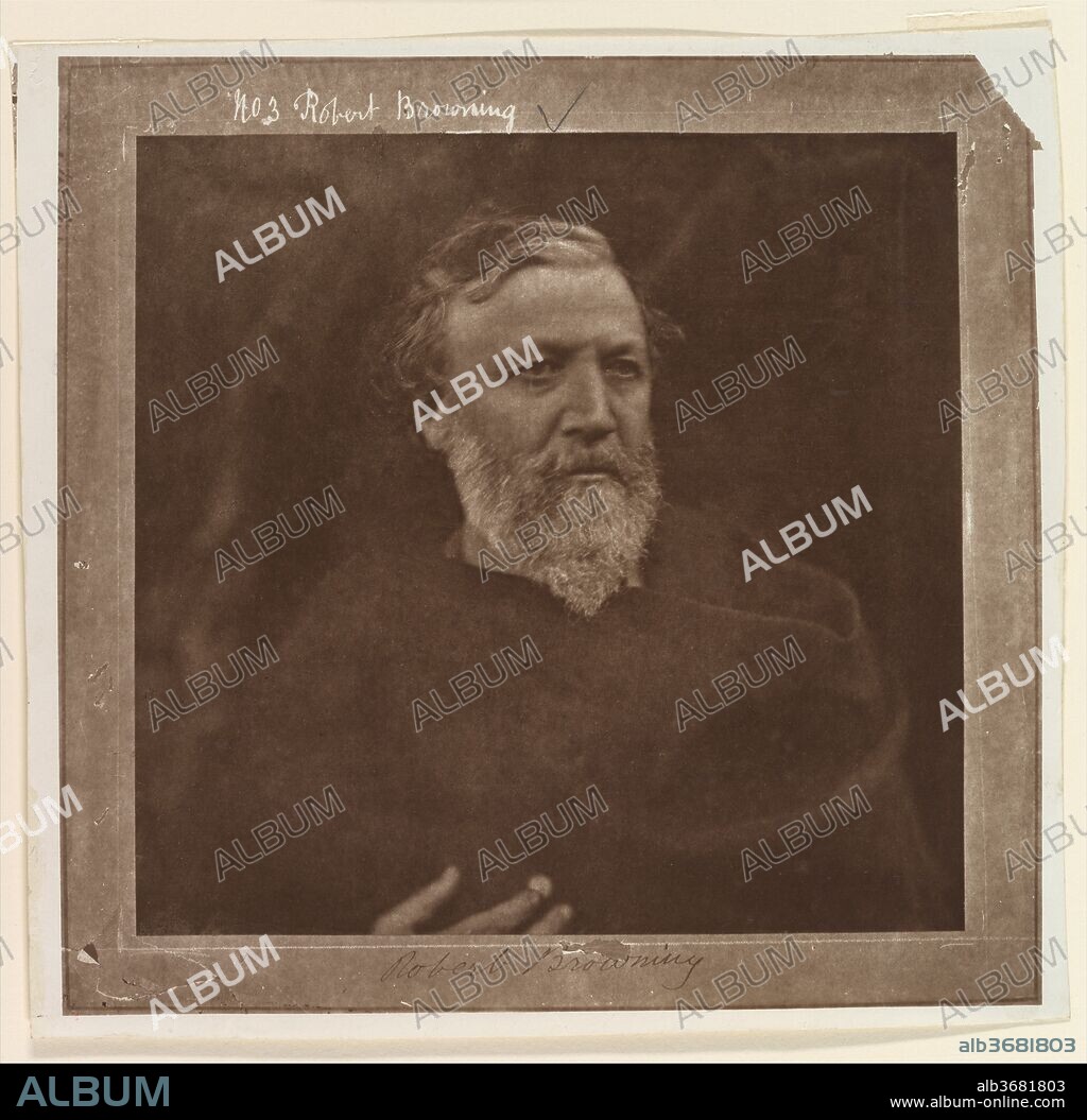 Robert Browning. Artist: Julia Margaret Cameron (British (born India), Calcutta 1815-1879 Kalutara, Ceylon). Dimensions: 21.3 x 22.1 cm (8 3/8 x 8 11/16 in.). Printer: The Autotype Company (British, London). Date: 1865, printed ca. 1902.