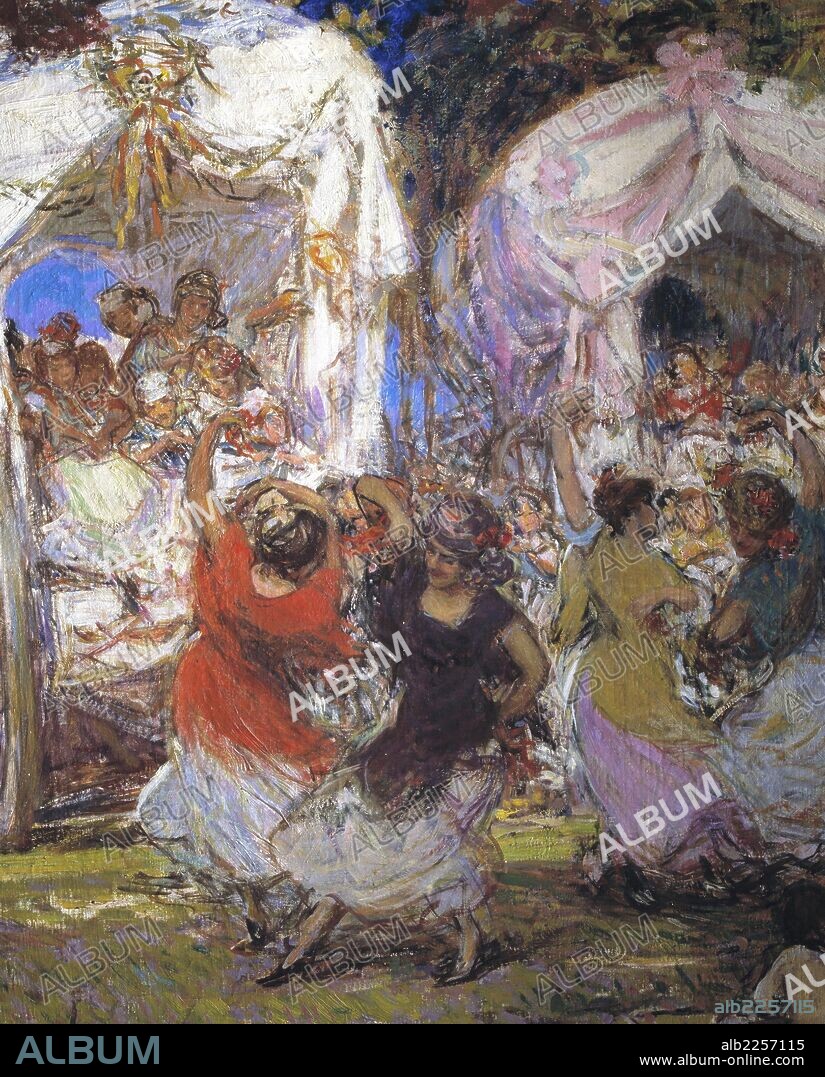 GONZALO BILBAO MARTÍNEZ. GONZALO BILBAO. PINTOR ESPAÑOL. SEVILLA 1860 - 1938. UN ALTO EN EL CAMINO DEL ROCIO , DETALLE. MUSEO BELLAS ARTES DE BILBAO. FOLKLORE.