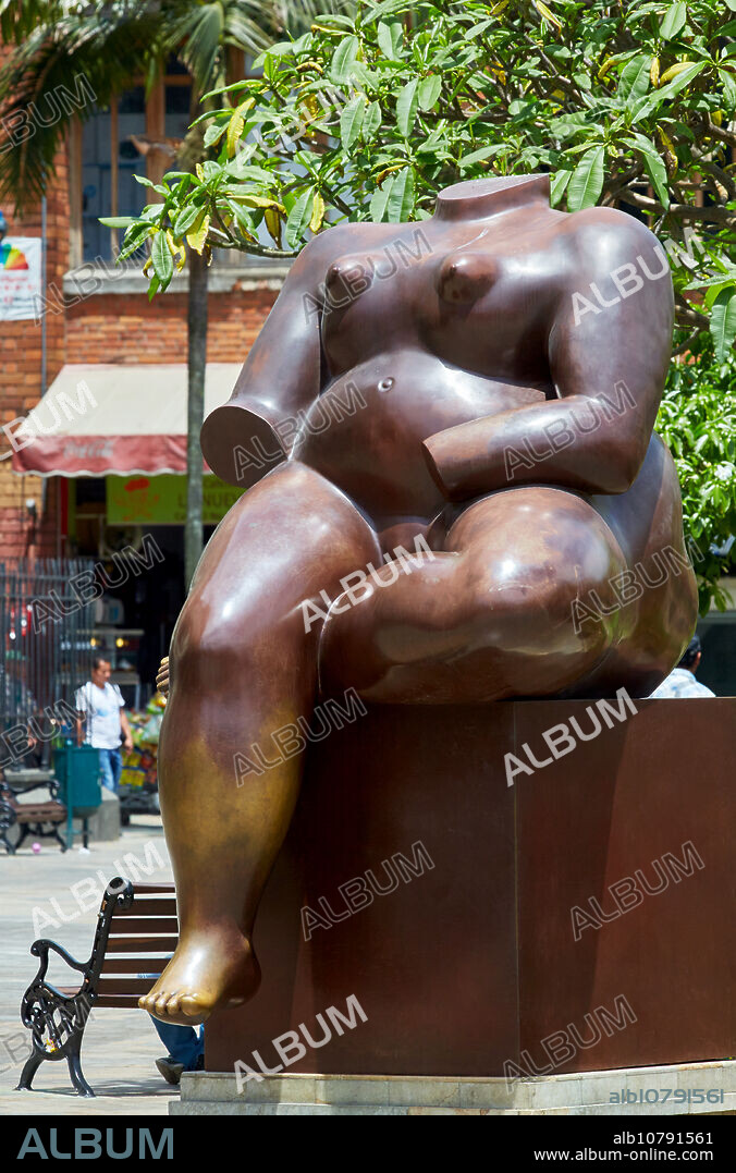 "Mujer sentada" Sculpture by Fernando Botero, Plaza Fernando Botero, Medellin, Antioquia, Colombia, South America.