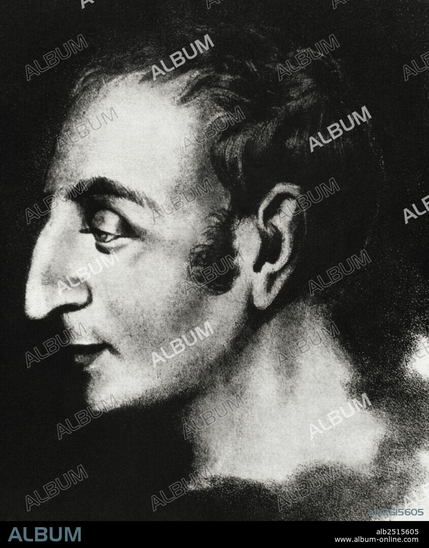 SAINT-SIMON, Claude Henri de Rouvroy, conde de, (París, 1760-París, 1825). Filósofo y economista francés. Consagrado al estudio de los fenómenos socioeconómicos, elaboró una doctrina entorno al positivismo y al socialismo humanitario. Dibujo a partir de un original en 1825 instantes después de su muerte.