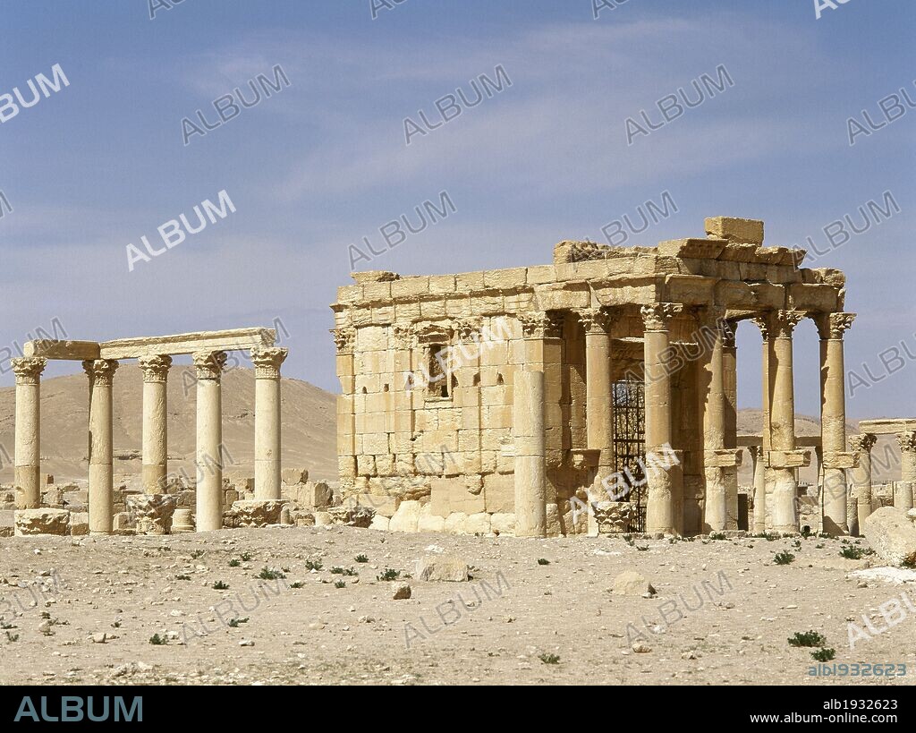 Syria. Palmyra. Temple of Baalshamin, dedicated to the Canaanite sky deity Baalshamin. The temple's earliest phase dates to the late 2nd century BC. The temple was substantially rebuilt in 131 AD. In the 5th century AD was converted to a church. It was demolished in 2015 by the Islamic State during the Syrian civil war.