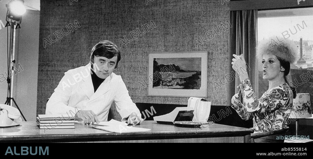 1969.. Orig. bildtext... TV PARTAJ Jatl Borssém Ulla Hallin 1969 Anm. Sketcher Publ i RiR 50/69 CD677 persons: JARL BORSSÉN;ULLA HALLIN sites: SVERIGE.