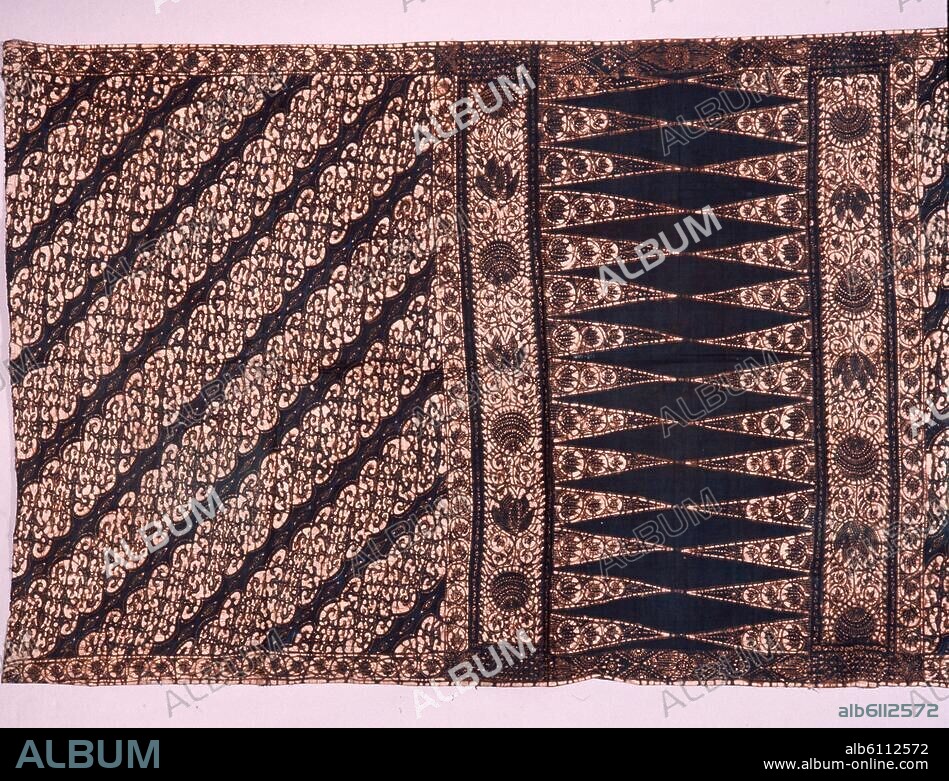 Detail of a batik sarong with a parang motif called kusuma 'nobility.' Country of Origin: Indonesia. Culture: Javanese. Date/Period: 20th C. Place of Origin: Yogyakarta, Java. Material Size: Cotton.