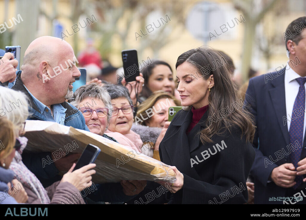 Queen Letizia of Spain attends '31st Spanish Film Festival of Tudela', on the occasion of the 40th anniversary of Mario Camus' film 'Los Santos Inocentes', based on the work by Miguel Delibes at Moncayo Cinema on February 21, 2025 in Tudela, Spain.