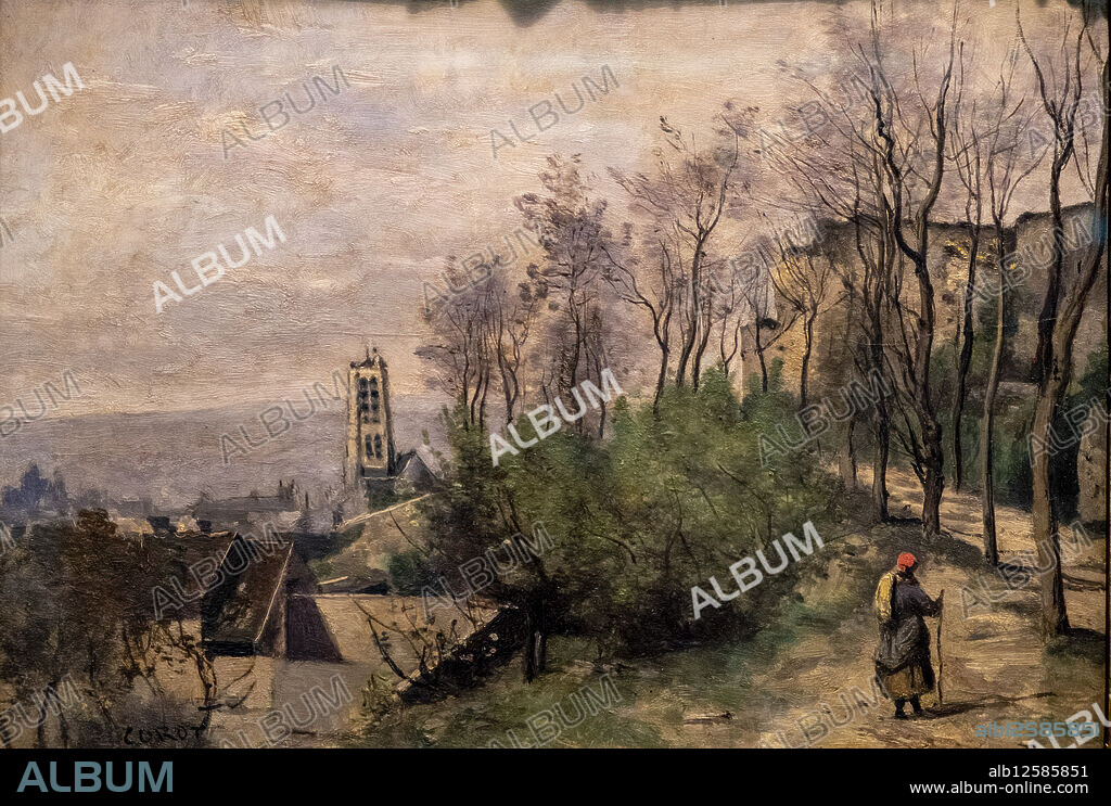 Chateau-Thierry, Corot, france 1863, oil on wood, Calouste Gulbenkian Foundation, ("Fundação Calouste Gulbenkian"), Lisbon, Portugal.