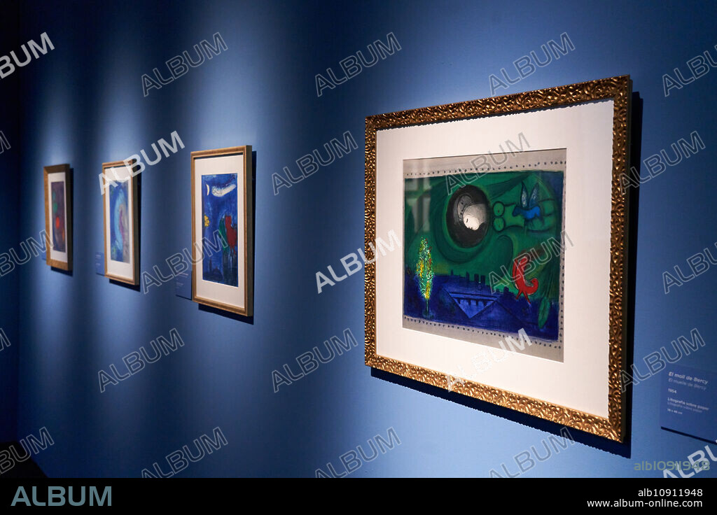 The pier of Bercy, 1954, Marc Chagall, 1997-1985, Exhibition "The Color of Dreams", Palau Martorell, Museum, Barcelona, Spain.