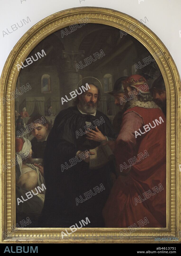 Antoine de Favray (1706-1792). French painter. The Blessed Gerard receiving Godfrey of Bouillon. An episode from the history of the Order of Saint John, 1757. The scene takes place inside the Hospital (the Sacra Infermeria) of the Order where the Knights are tending the sick. National Museum of Fine Arts. Valletta. Malta.