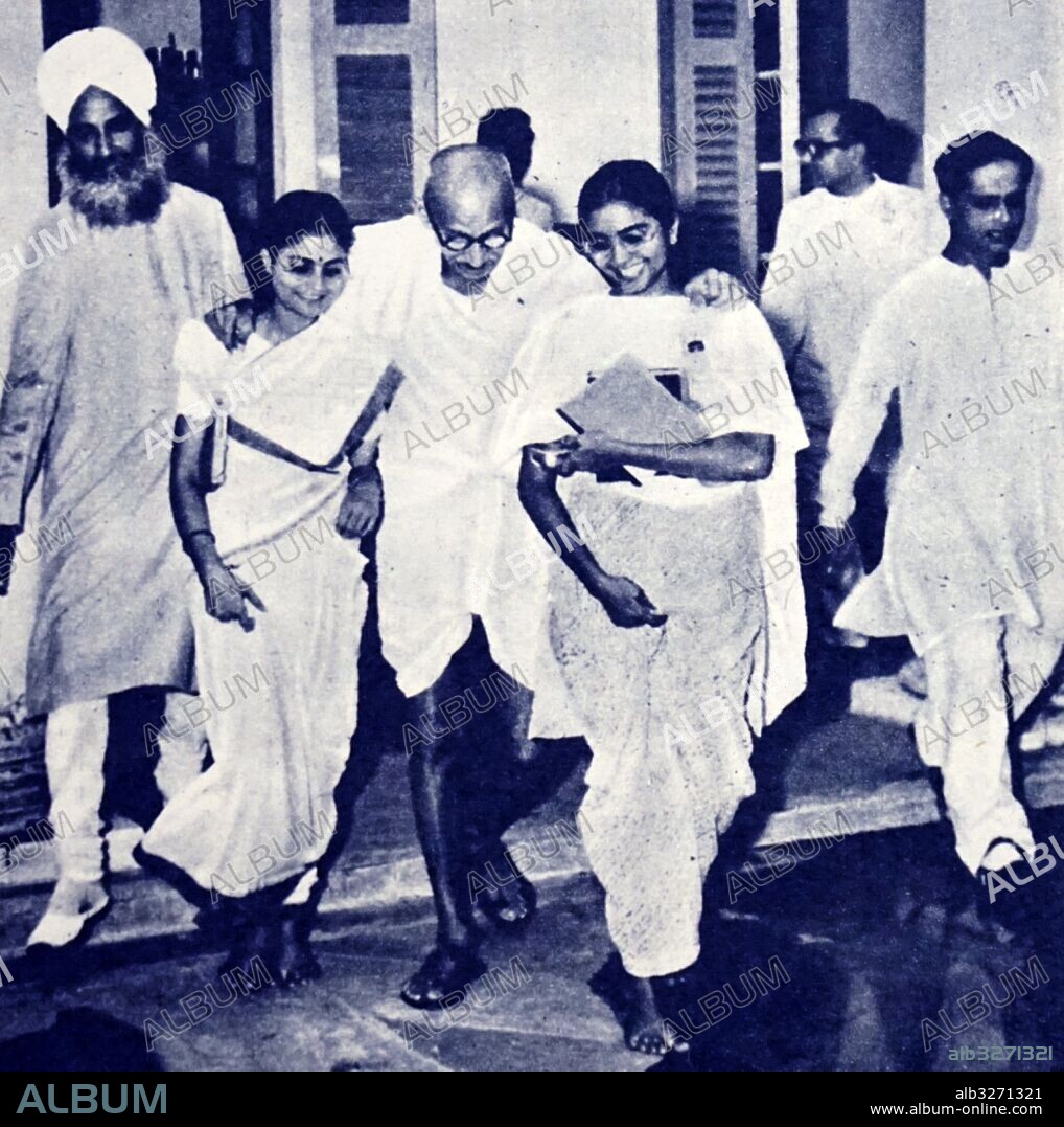 Photograph of an emaciated Mahatma Gandhi (1869-1948) the preeminent leader of the Indian independence movement in British-ruled India. Dated 20th Century.