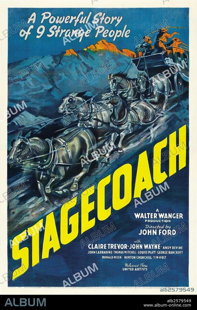 Poster de LA DILIGENCIA, 1939 (STAGECOACH), dirigida por JOHN FORD. Copyright UNITED ARTISTS.