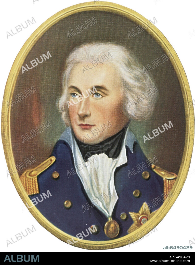 Portrait of Admiral Horatio Lord Nelson (1758-1805). 
Coloured print, 1798.