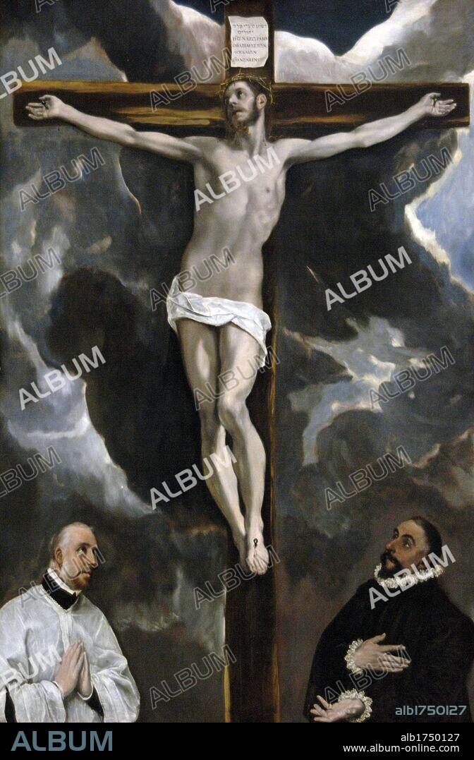 El Greco (1541-1614). Christ on the Cross Adored by Donors, 1576-1579. Museum of Louvre. Paris. France.