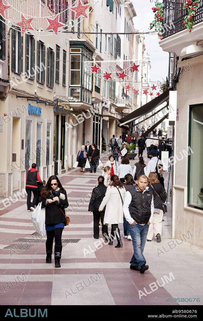 Calle comercial Carrer Nou. Maó.Menorca.Balearic islands.Spain.