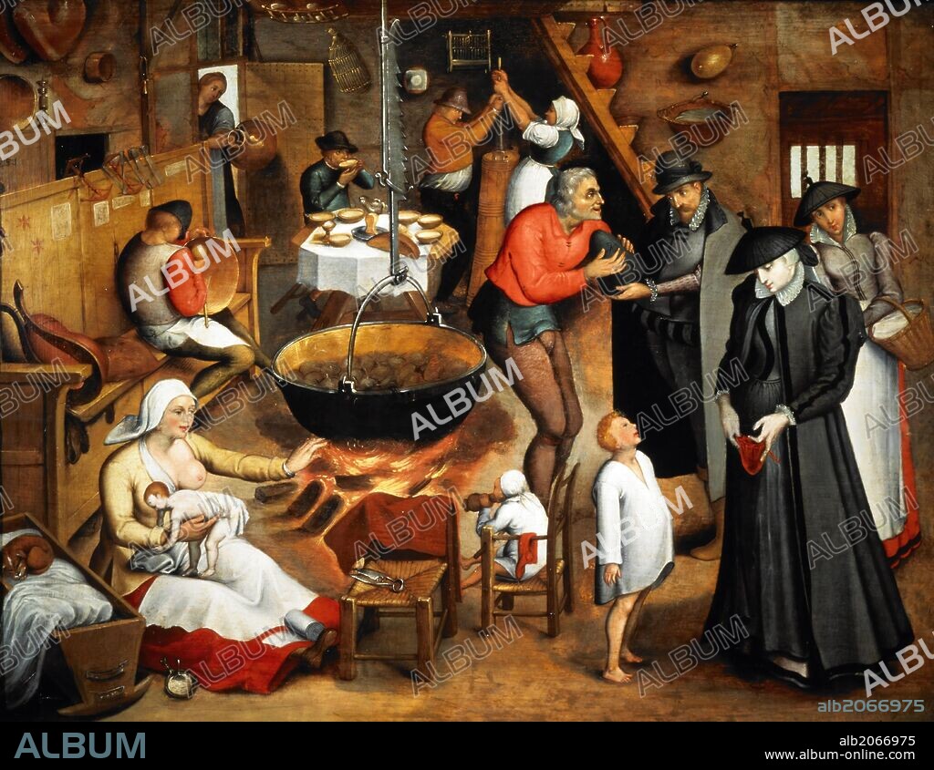 JAN BRUEGHEL DER ÄLTERE. Interior of a Tavern, Oil on tablet, 35.56 cm x 30.48 cm.