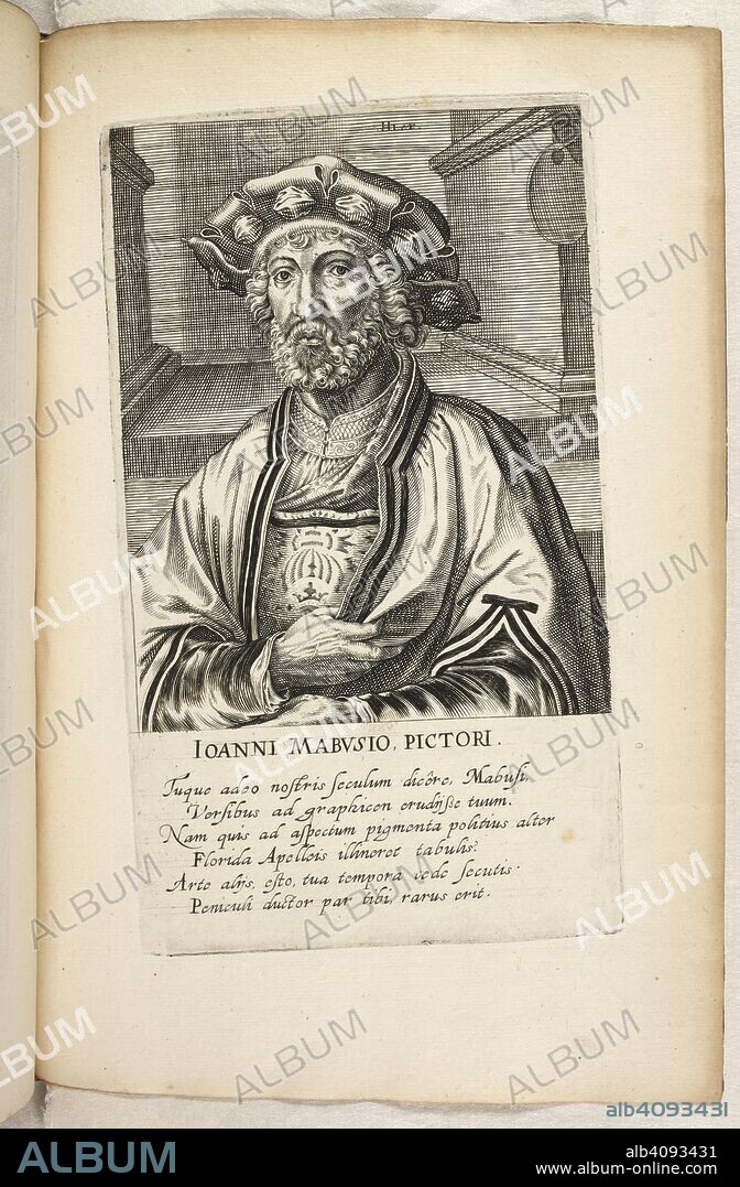 HENRIK HONDIUS. Jan Gossaert, called Mabuse. Pictorum aliquot celebrium, prÃ¦cipueÌ GermaniÃ¦ Inferioris, effigies. [By H. Hondius, the Elder.]. Hagae-Comitis : 'ex officina Henrici Hondii, [1610?]. Plates, signed: H. H., derived from the collection originally compiled by Hieronymus Cock, with the verses of Dominicus Lampsonius, and enlarged by Hondius. Source: C.74.d.6.(2.) page 27.